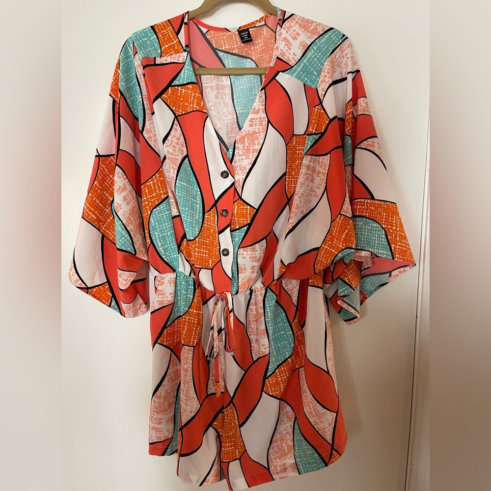 Colorful Geometric Print Romper